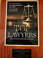 AS PUBLISHED IN San Diego Magazine 2025 | 2025 | TOP LAWYERS SELECTED BY PEER RECOGNITION | William R. Christoph | Top Lawyers Selected By peer Recognition San Diego Magazine - July 2025